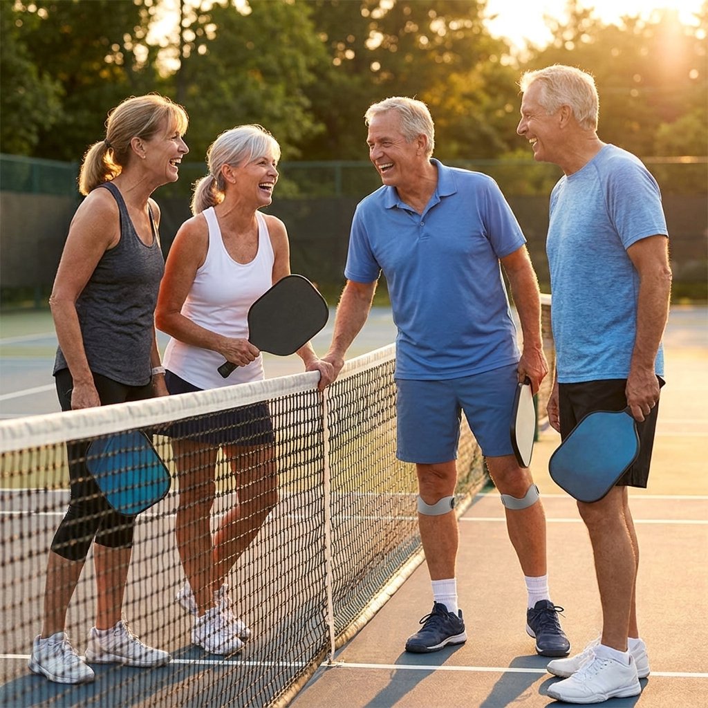 Players enjoying pickleball together
